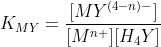 K_{MY} = \frac{[MY^{(4-n)-}]}{[M^{n+}][H_{4}Y]}